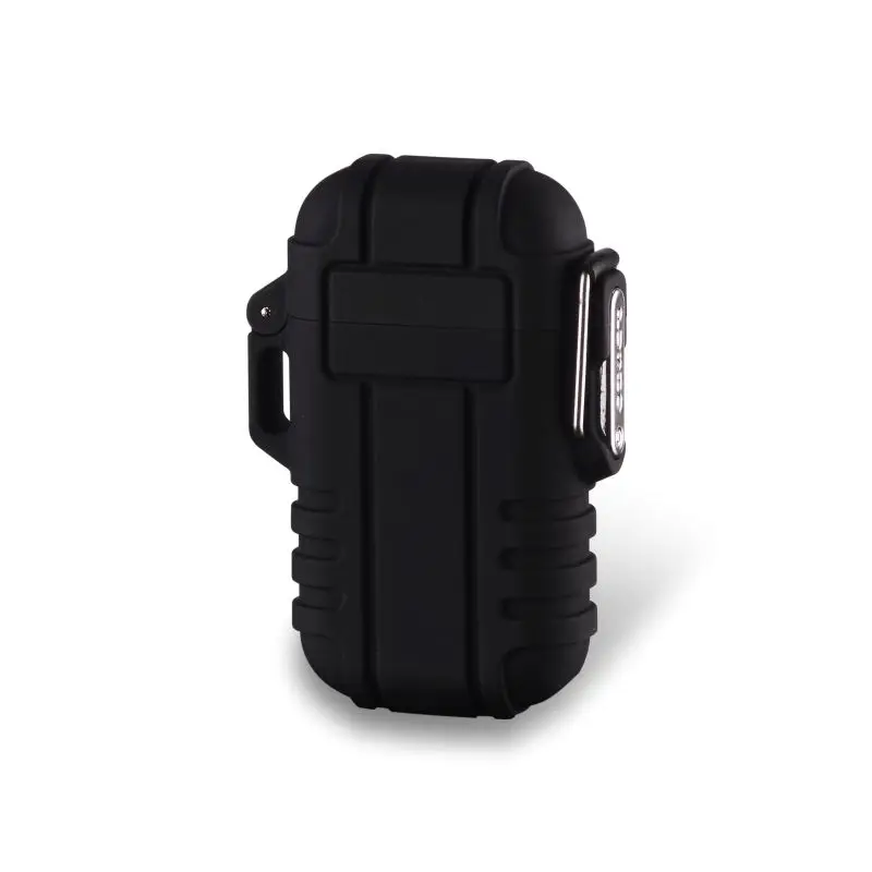 black Водонепроницаемая usb-зажигалка для сигарет с двойной дугой, зажигалка для улицы, кемпинга, спорта - Цвет: black