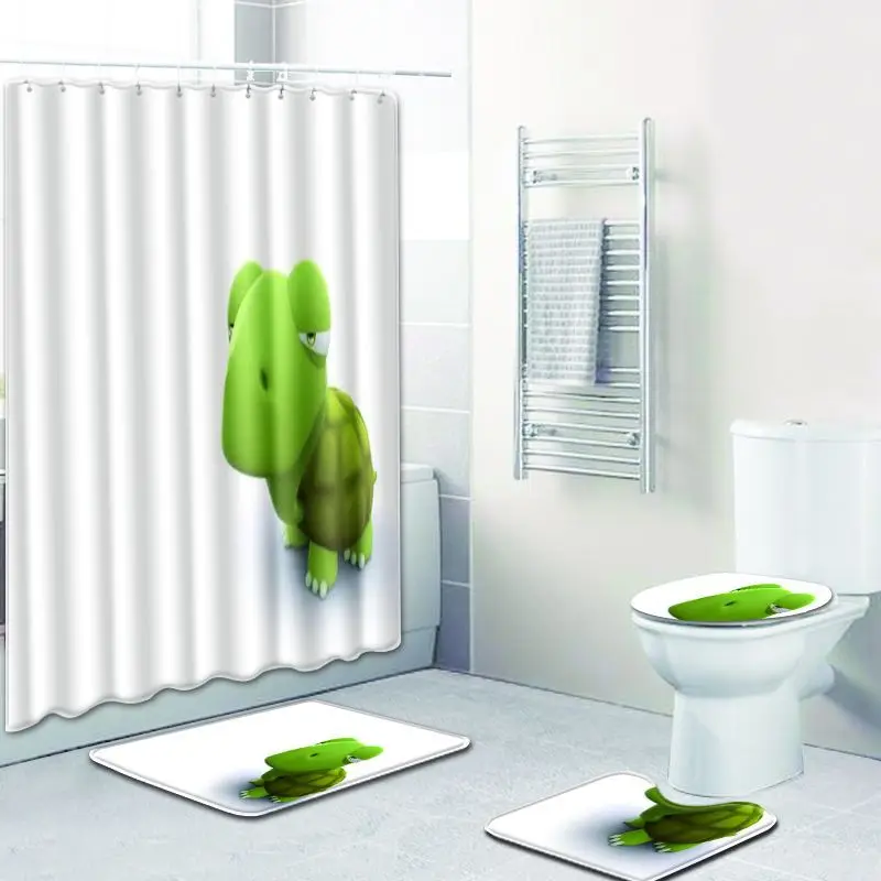 Zeegle с зеленым рисунком, 4 шт., Противоскользящий коврик для ванной, набор ковров для ванной комнаты, микрофибра, коврики для туалета, коврики для ванной комнаты - Цвет: W180516-D042