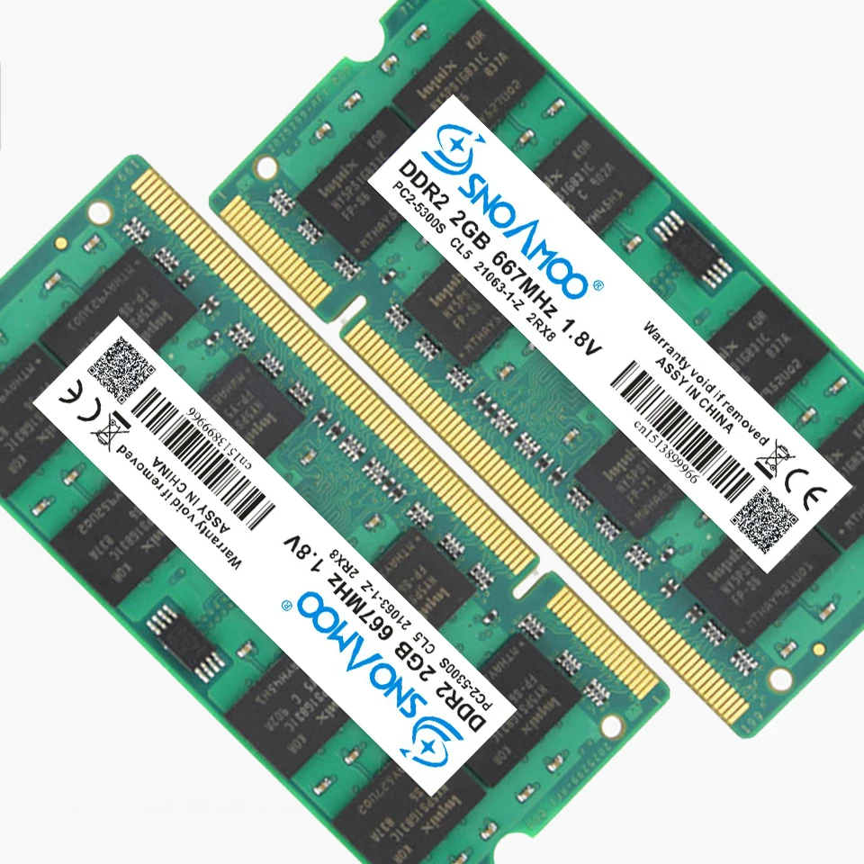 SNOAMOO RAMs DDR2 для ноутбука 2 Гб 667 МГц 800 PC2 5300S 200Pin CL5 CL6 1 8 в|Оперативная память| |