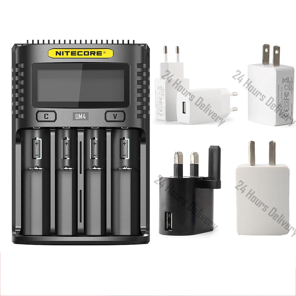 Nitecore UM4 USB Четыре слота QC зарядное устройство интеллектуальная схема глобальное