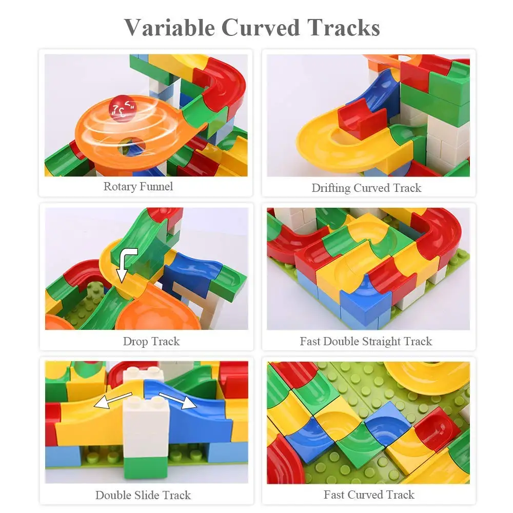 Maze Ball Track Big Building Blocks 56PCS Plastic Duplo Block Toys for Children Funnel Slide Marble Race Run Baby Kids | Игрушки и хобби