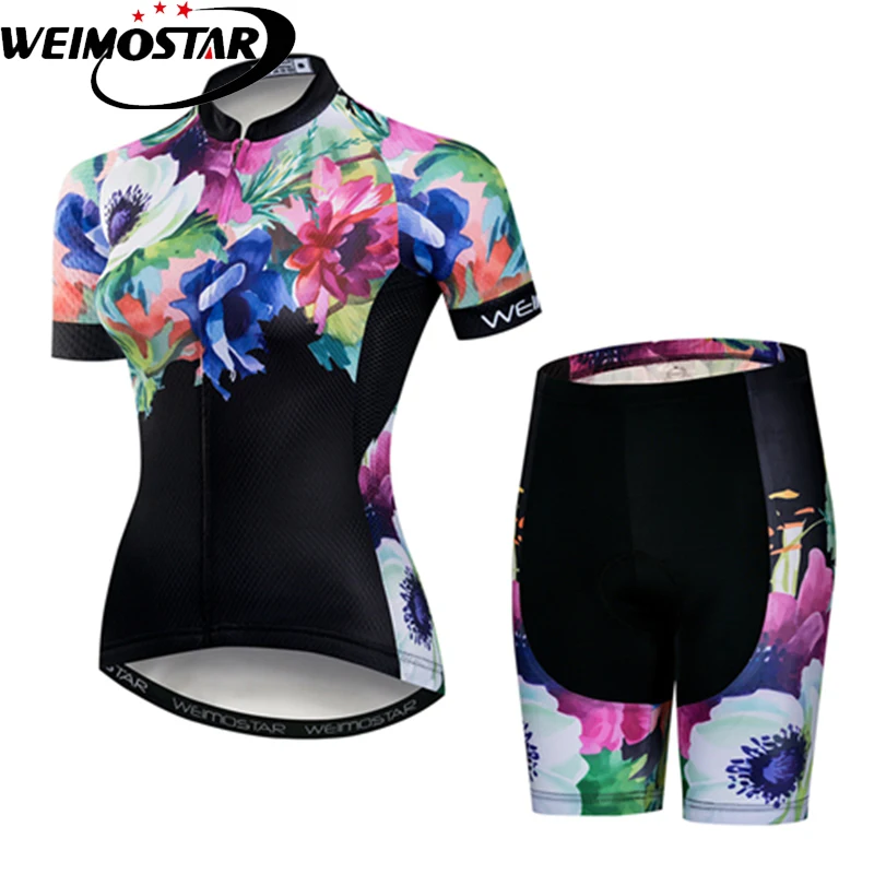 

Weimostar Team Women's Cycling Jersey Ropa Ciclismo Short Sleeve Cycling Clothing Bike Wear Bicycle Tops Bib Shorts Set