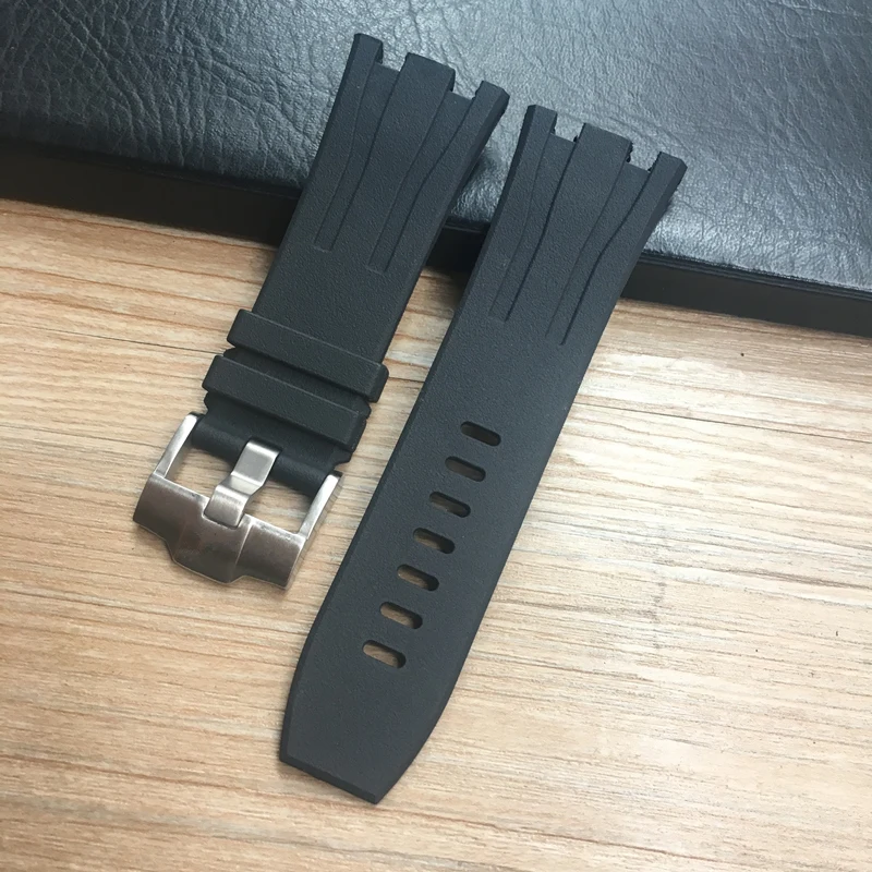 30mm Black White Waterproof Soft Rubber silicone Watchband  Watch Strap For AP 26400 44mm Case Watch Audemars And Piguet Belt