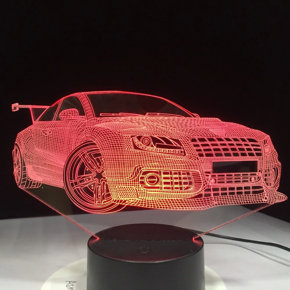 Быстрая светодиодный автомобиля светодиодная лампа USB 3D 7 цветов Сенсорный пульт
