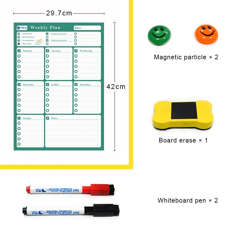 

YIBAI 42*30cm Weekly Plan a3 Whiteboard Message Board Magnetic Flexible Kids For School home Magnet Refrigerator Bulletin Board