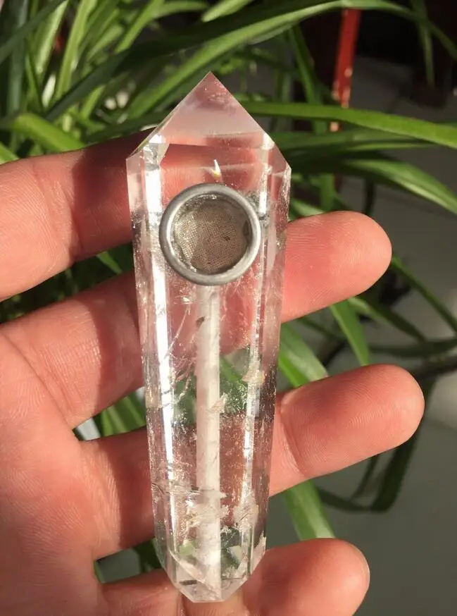 Прозрачный Рок Кварцевый Кристалл отверстие драгоценный камень палочка