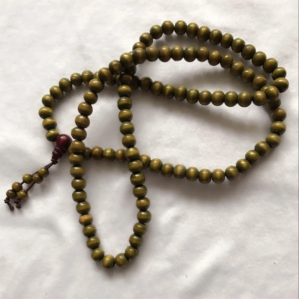 2017 буддийское 8 мм 108 натуральное зеленое сандаловое дерево Молитва Malas модное