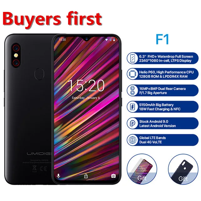 UMIDIGI F1 смартфон с восьмиядерным процессором Helio P60 ОЗУ 128 ГБ ПЗУ 16 Гб 5150 мАч