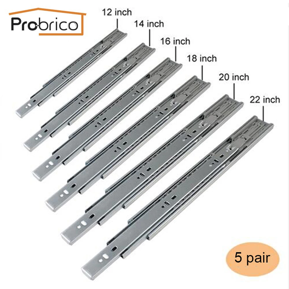 Probrico 12 &quot/14&quot/16 &quot/18&quot/20 &quot/22&quot Мягкие закрытые шарикоподшипник рельс ящика