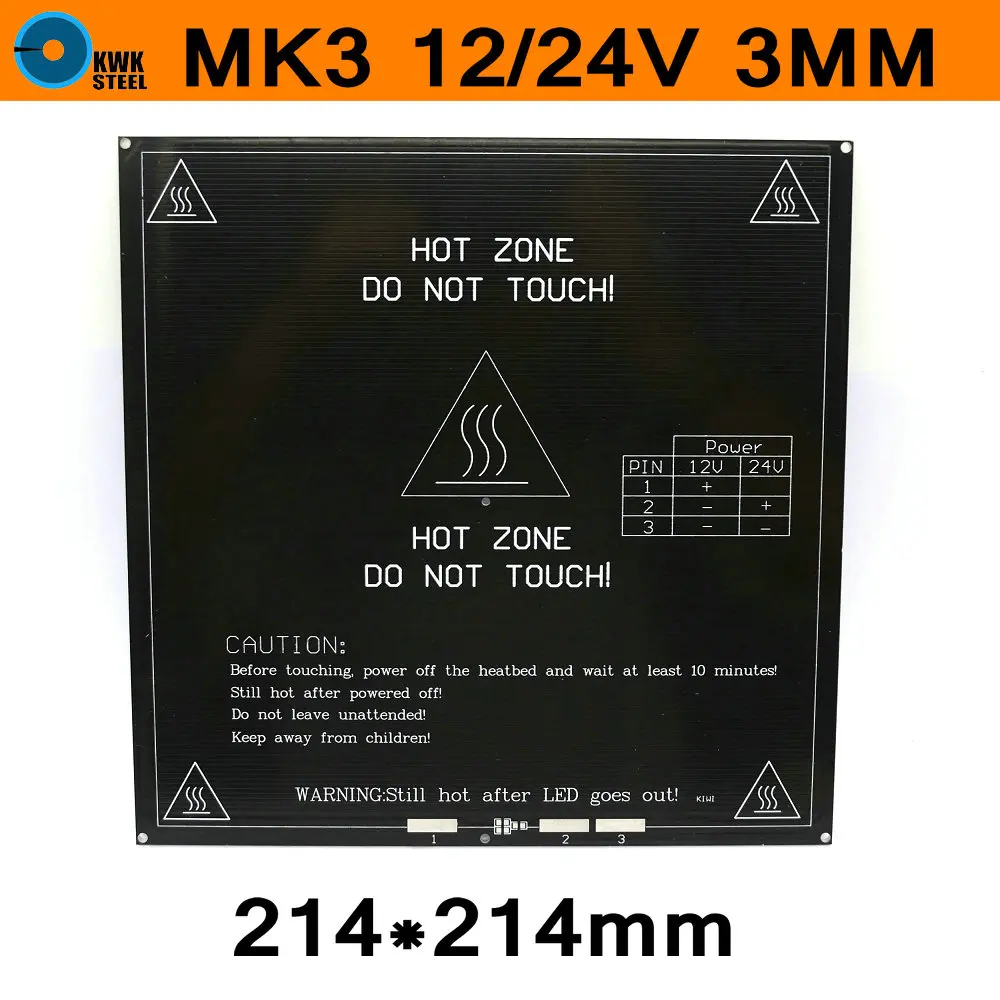 Нагревательная кровать MK3 12 В 24 нагревательная для 3D принтеров часть MK2B 214 мм x 220 *