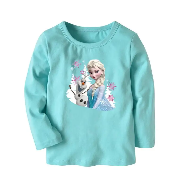 Топы для девочек Disney Frozen Elsa хлопковые свитшоты с длинными рукавами детские