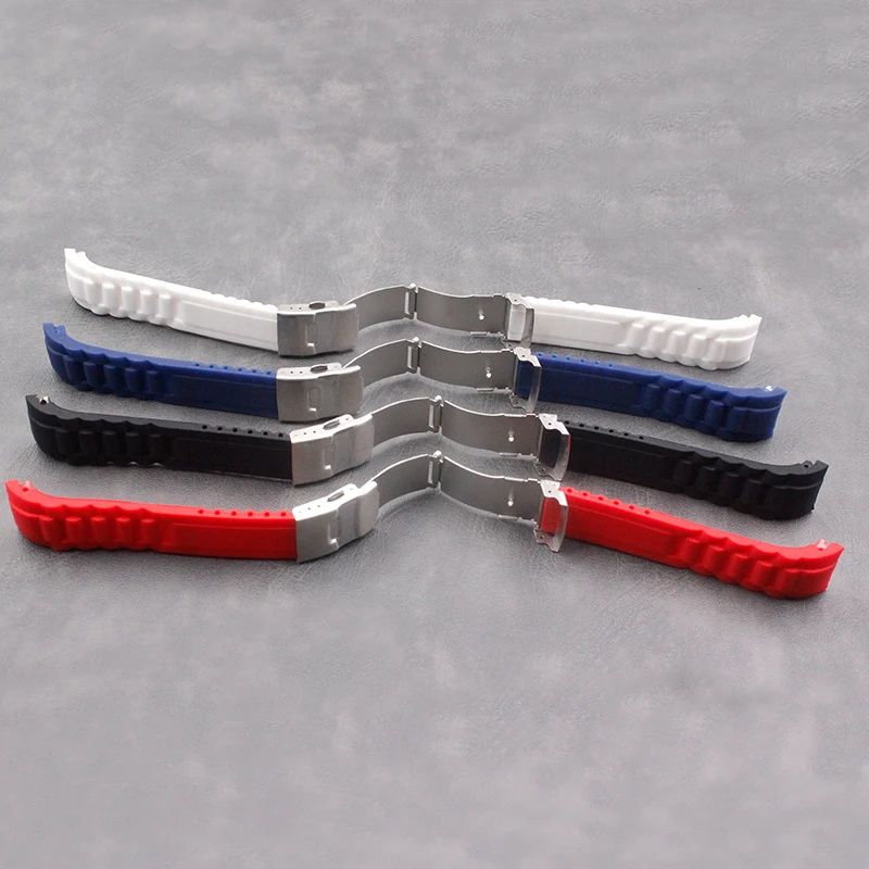 Силиконовый ремешок для мужчин складной пряжки 20mm22mm аксессуары для часов женские Спорт на открытом воздухе и досуг водостойкий ремешок из натурального каучука