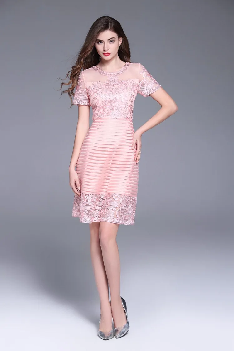 Vestidos De Verano,, весенние, летние, вечерние, для мероприятий, для женщин, с круглым вырезом, сексуальные, чистая сетка, вышивка, коктейль с коротким рукавом, женское платье