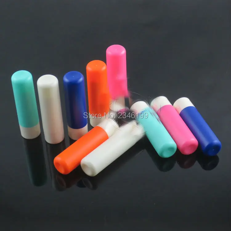 

4G 100pcs/lot Empty Small Plastic Lip Balm Bottle, Cosmetic Container Packaging, 5 Color Opitions, Hot Sale Lipstick Tube
