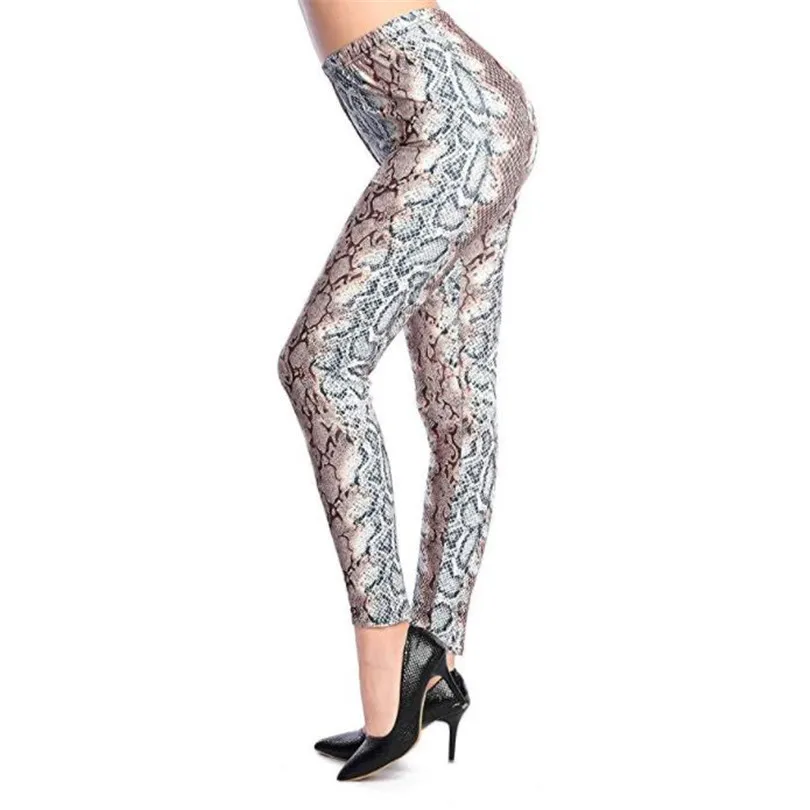 White coffee snake CHSDCSI Популярные летние леггинсы для фитнеса новые женские Леггинсы пуш-ап леггинсы с цветочным принтом эластичные штаны с высокой талией Прямая поставка - Цвет: White coffee snake