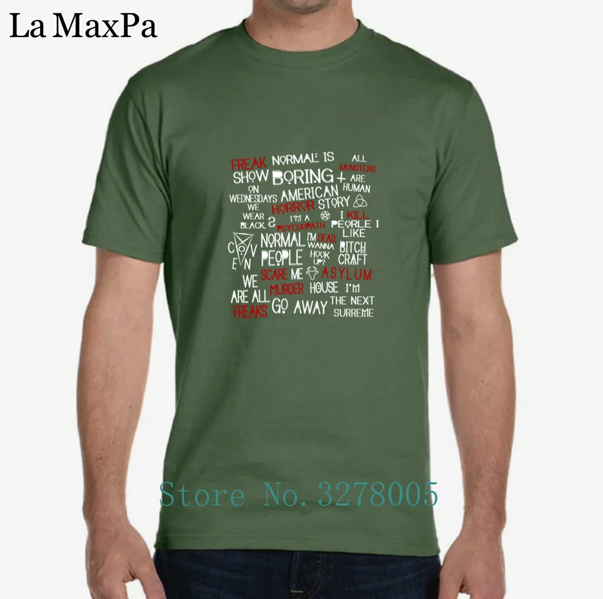 Printed Tshirt Man Male Funny Casual American Horror Story T-Shirt For Men 100% Cotton Short Sleeve Tee Shirt Humour Plus Size | Мужская