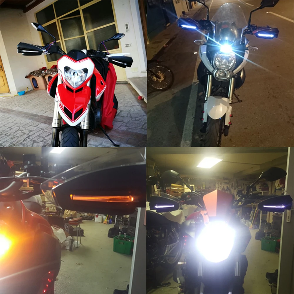 

Alconstar-1Pair 22mm 7/8'' Motorcycle Handguards LED Turn Signals Falling Hand Protectors Black For Honda for Kawasaki KTM DUKE