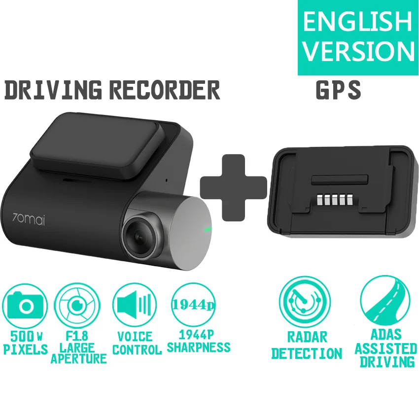 GPS English version Xiaomi 70mai Pro 1944P HD Автомобильная dvr камера 140 градусов FOV Defog ADAS ночное видение 24H монитор парковки Wifi Голосовое управление видеорегистратор - Название цвета: GPS English version