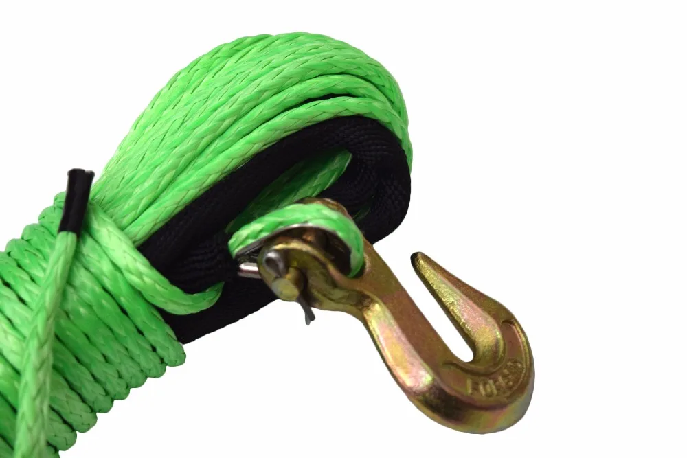 

Green 3/16"*50ft ATV Winch Line,12Plait Synthetic Winch Rope Hook,Plasma Winch Cable