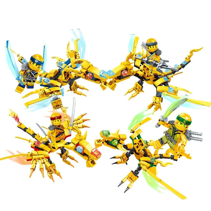 Legoings Ninjago 4 Золотые драконы Cole Кай Зейн строительные блоки игрушки для детей