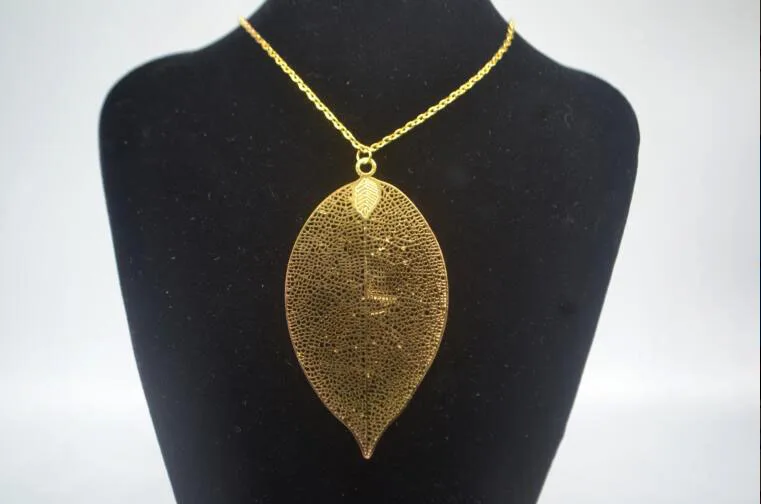 1sets Fashion Necklace Women Fine Jewelry set Long drop Earrings 70cm Chain Pendant Collar Real Natural Leaf Tree Gifts | Украшения и
