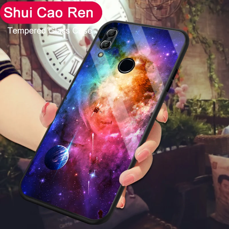 Роскошный стеклянный чехол для huawei Honor 8 9 10 Lite, задняя крышка с изображением звездного неба для huawei Honor 8 Pro V9 V8 V10 View 10, чехол