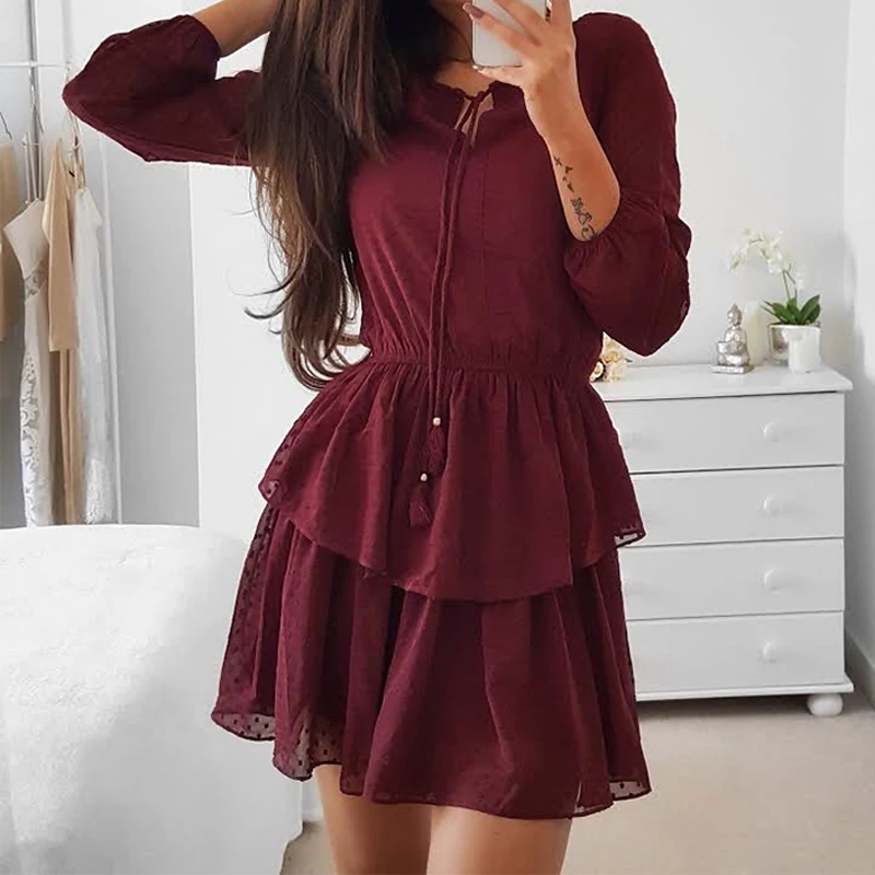 Шифоновый Сарафан Boho женские мини платья с круглым вырезом летние вечерние