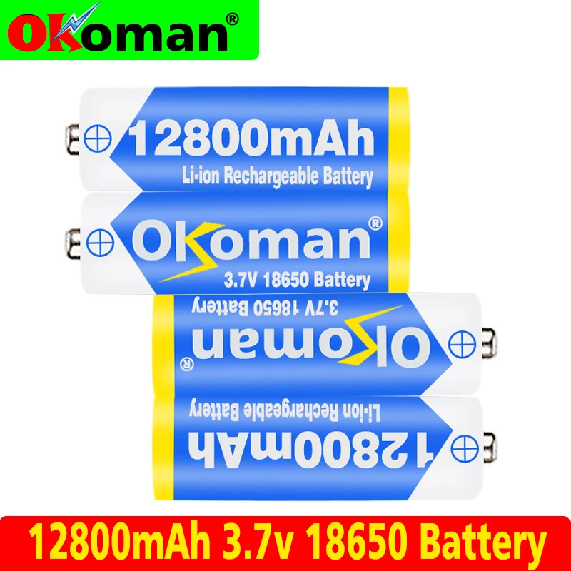 Okoman 18650Bat 3 7 V 18650 аккумулятор литиионый 12800mAh литий ионная литиевая батарея для