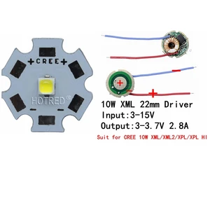 Светодиодный излучатель CREE 10 Вт XPL, светодиодный светильник V5 V6, белый, нейтральный, белый, теплый, белый диодный чип 20 мм, алюминиевый PCB + вход 12 В 22 мм, светодиодный драйвер