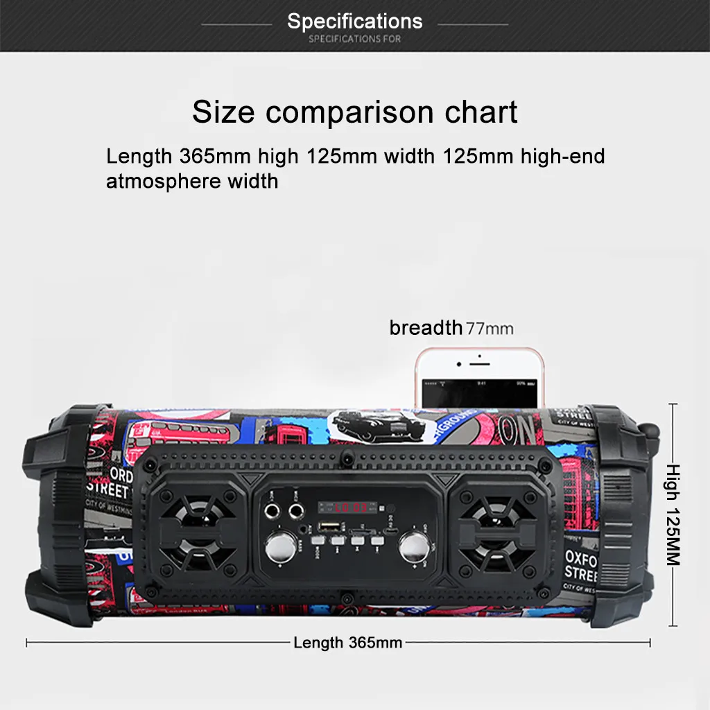Светодиодный Bluetooth 4,2 динамик беспроводной FM стерео Громкий бас HIFI динамик s сабвуфер AUX USB TF карта#20