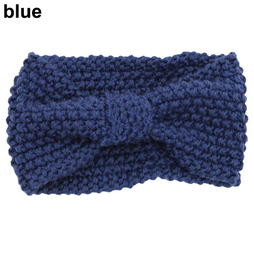 Женская вязаная повязка на голову с бантиком головная для волос Зимняя уши |