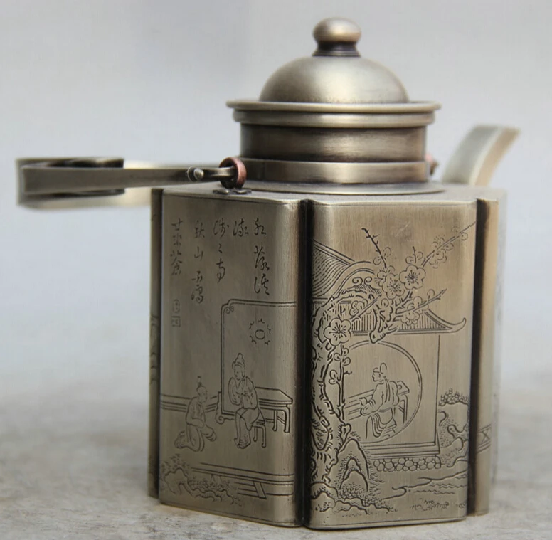 Песня voge gem S1954 8 дюймов китайская династия белый бронзовый фольклорный пейзаж