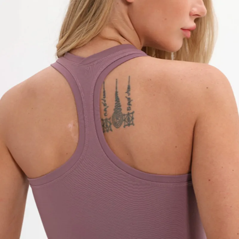 

SHINBENE Flexible Racerback Sport Fitness Crop Tops Women Soft Nylon Running Yoga Gym Vest Plain Jogger Workout Tanks Tops
