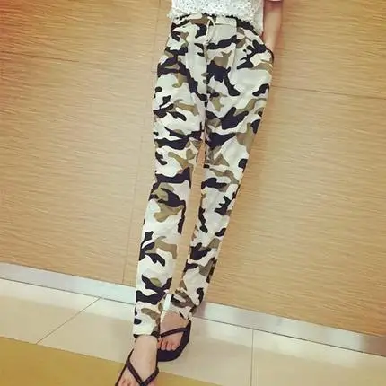 

New 2016 Summer camouflage pants women Camouflage Cargo pants women Military fashion Casual sports outdoor Loose Baggy