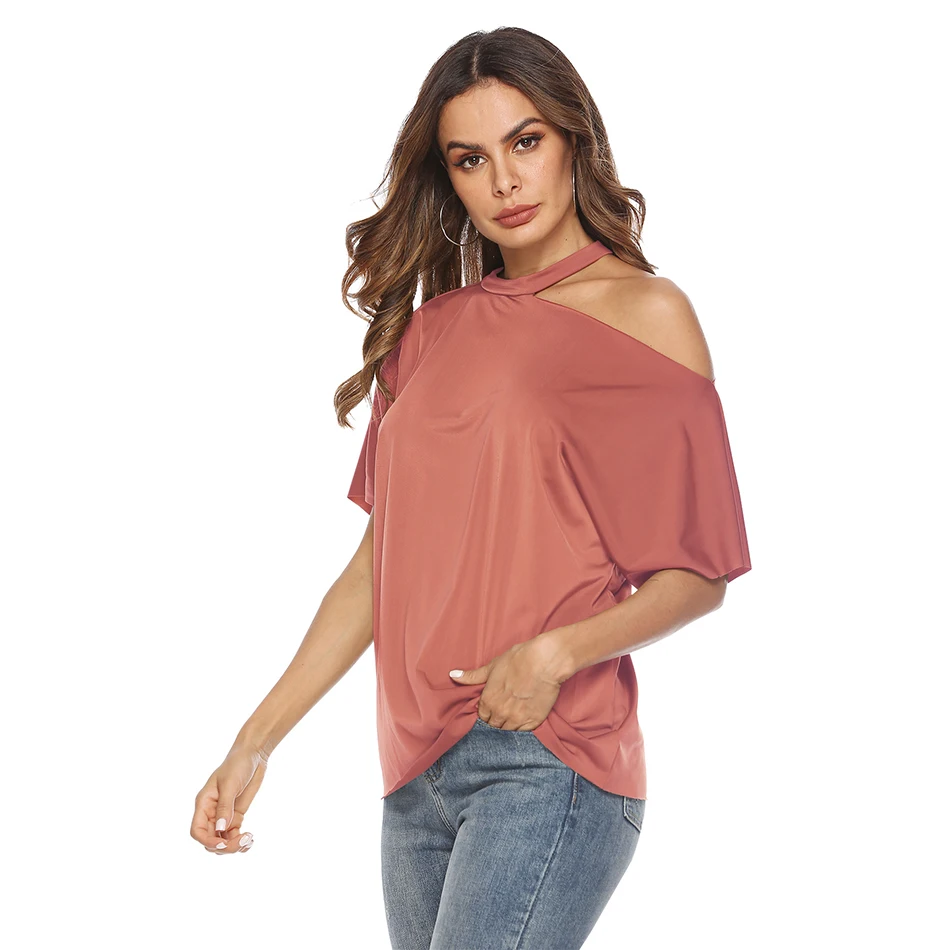 Bayboad 2019 Spring Summer Hot Sale Short Sleeve Solid Color Off The Shoulder O-neck Halter Casual Sexy Women's T Shirt Tops | Женская
