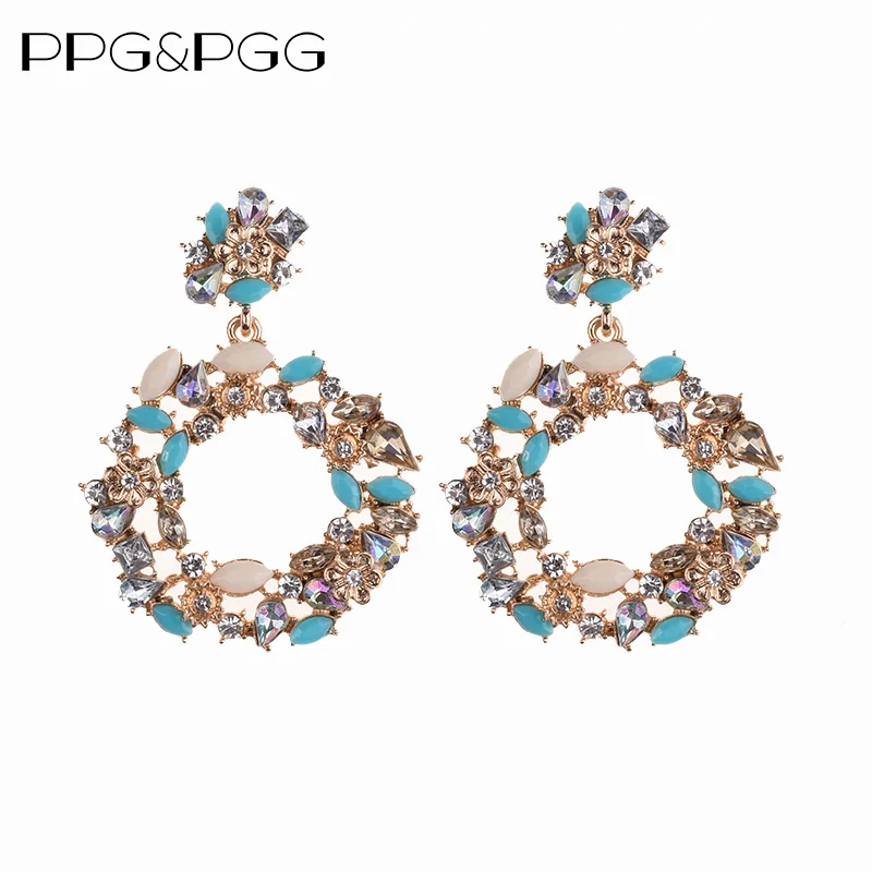 PPG& PGG, винтажные металлические массивные серьги, Блестящие модные висячие серьги с кристаллами для женщин, свадебный подарок, ювелирное изделие
