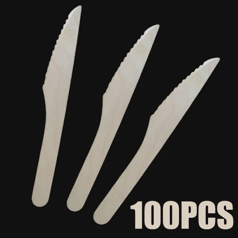 140mm Cutlery Вечерние принадлежности одноразовые ложки/вилки/фрезы 100 шт./компл. деревянный Кухня посуда свадебных десерт упаковка для столовой посуды набор столовых приборов - Цвет: 140mm Cutlery