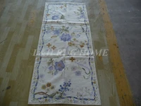 Free shipping 2.5'x6' needlepoint rugs stunning flying birds hand woven rugs, handmade woolen runners for hallway usage
