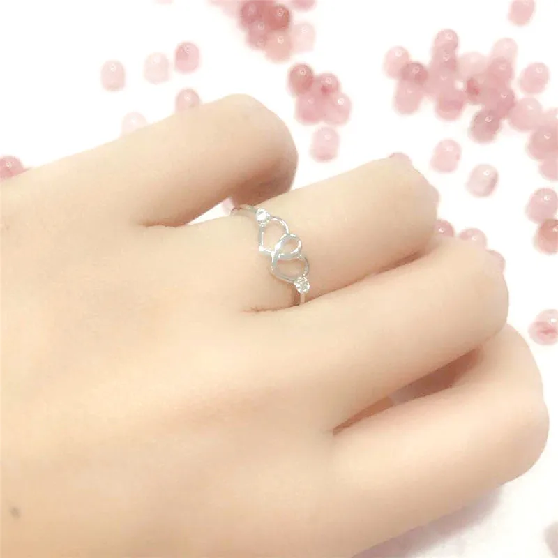 Tibetan sliver Hollow Heart Love finger Ring women engagement wedding band rings female lady luxury Fashion Jewelry | Украшения и