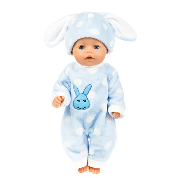 Blue Rabbit A Для 43 см детская кукла качество Мех животных мультфильм комбинезон шапка набор для 18 дюймов девочка куклы милая Одежда для кукол Кукла аксессуар - Цвет: Blue Rabbit A