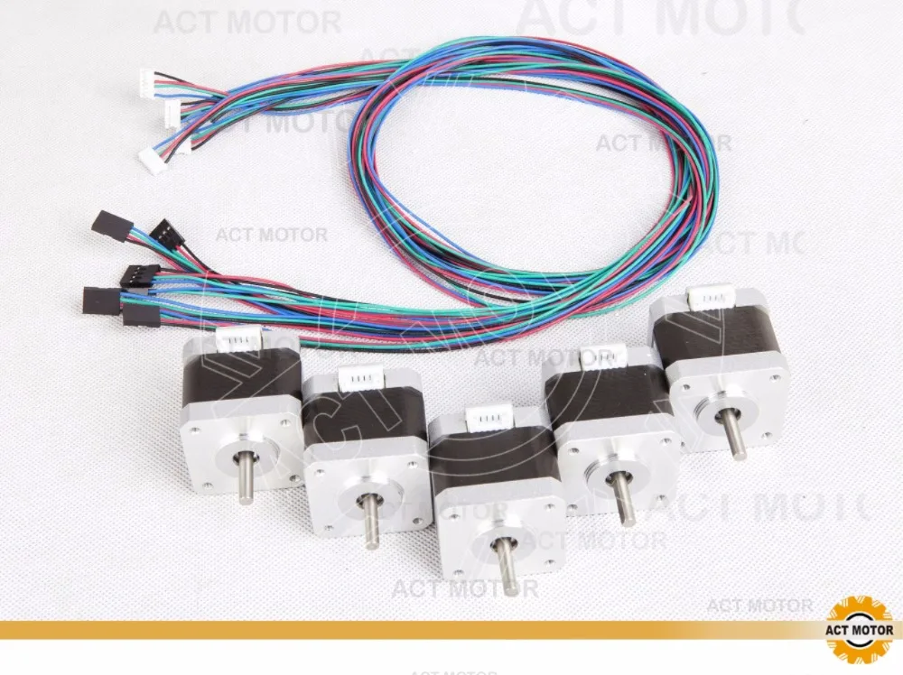 

Доставка из Китая! действовать 5 шт. Nema17 шаговый двигатель 17HS5425L20P1-X2 75oz-in 48 мм 2.5A 4-свинец CE по ограничению на использование опасных материалов...