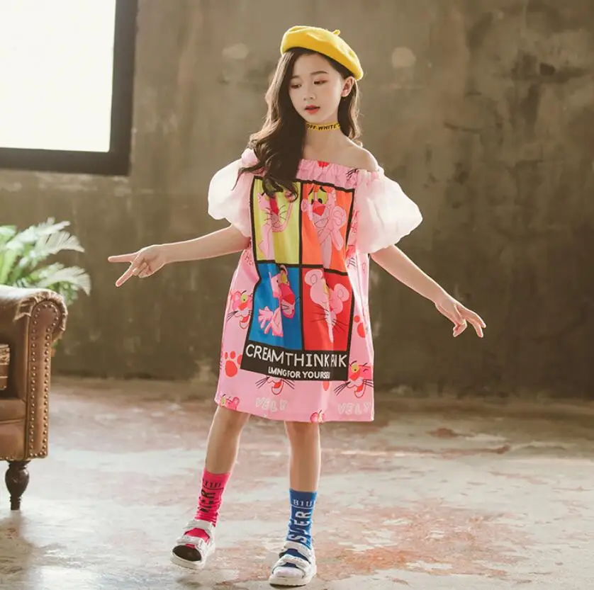 Retail 2019 Baby Girls Summer Cute Cartoon Dresses Princess Children Fashion Casual Dress Pink 4-9T | Детская одежда и обувь
