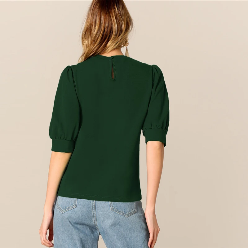 SHEIN Повседневный Топ С Оригинальным Рукавом Стильная Офисная Блузка С Коротким Рукавом