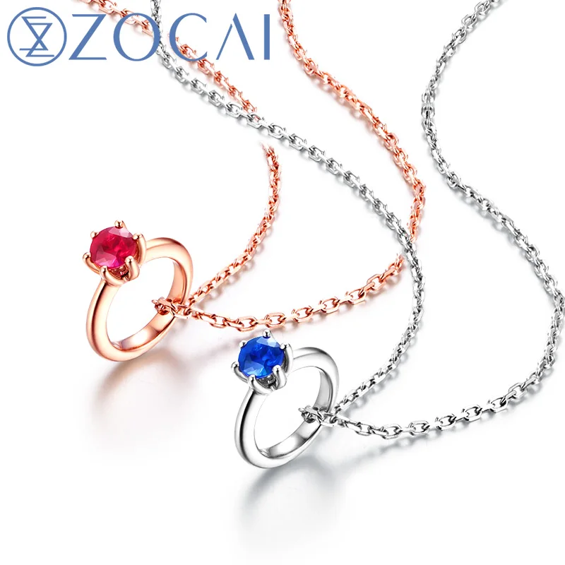 Подвеска ZOCAI Style из серебра 925 пробы с красным Рубином 0 07 карат розовое золото 18 К