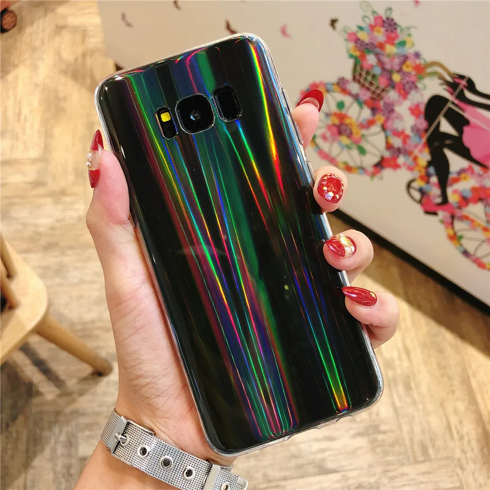 Luxury Glitter Phone Case for Samsung Galaxy S8 Cool Laser Shining Cases S7edge Note 8 S9 Plus Soft Silicone Covers |