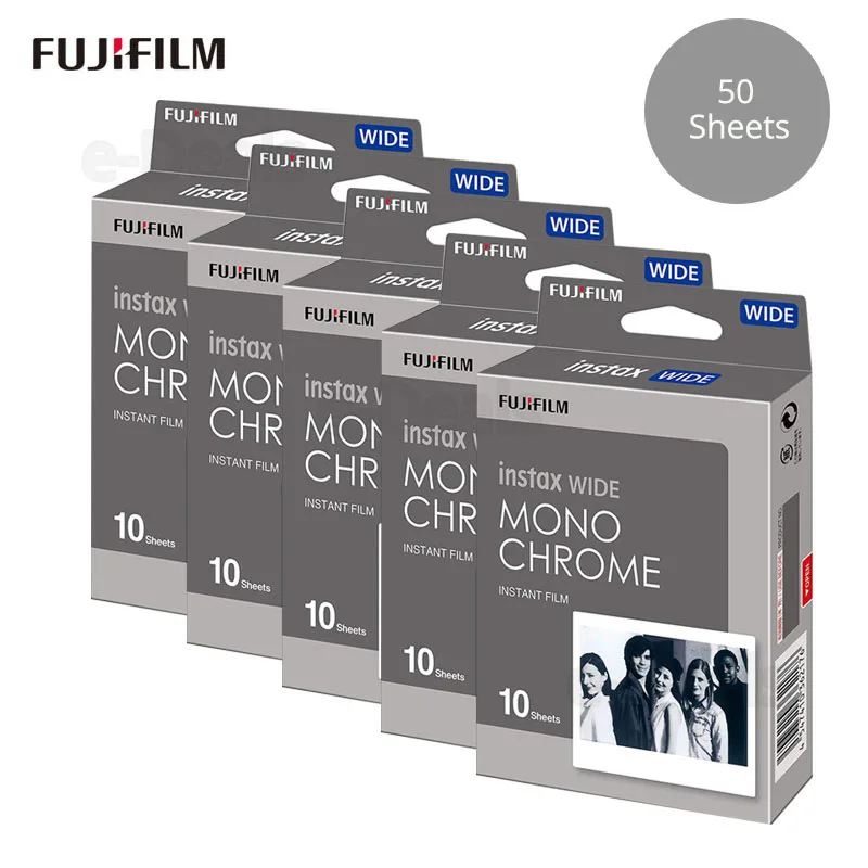 Authentic Fujifilm Instax Wide Instant Monochrome Film 20-100 Sheets Photo Pape for FUJI Instax Wide 210, Instax Wide 300 Camera - Цвет: 5 x Wide Mono Film