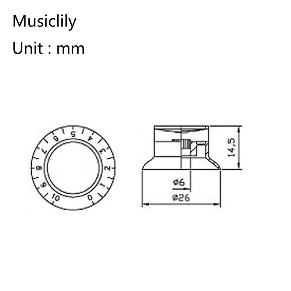 Musiclily Pro Imperial Inch Size Top Hat Bell Reflector Volume Knobs для США Made Les Paul SG электрогитара черный