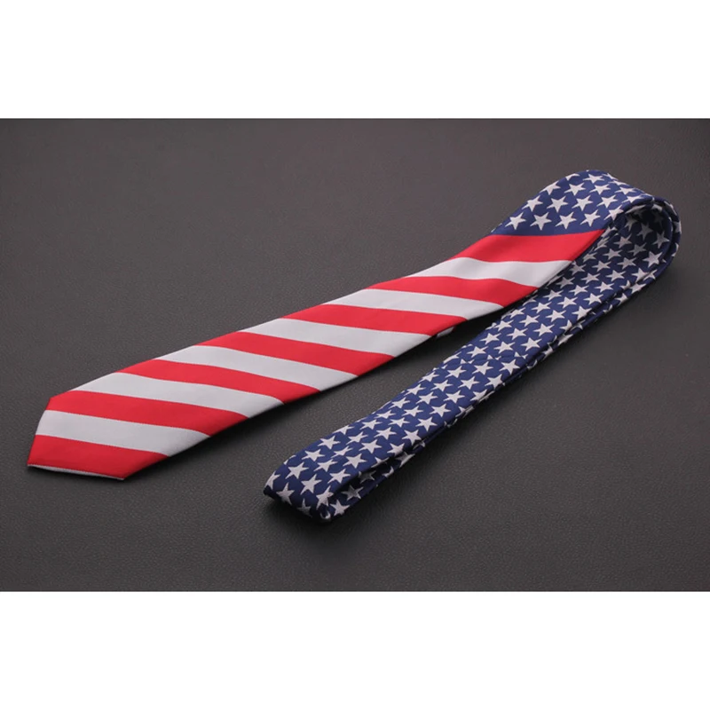 Мужской/женский галстук с принтом в виде флага США/США на каждый день узкая