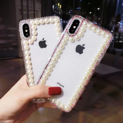 Жемчужный Алмазный чехол для телефона iphone 11 Pro XR XS MAX X 8 7 6 6S Plus прозрачный Samsung Note 10 9
