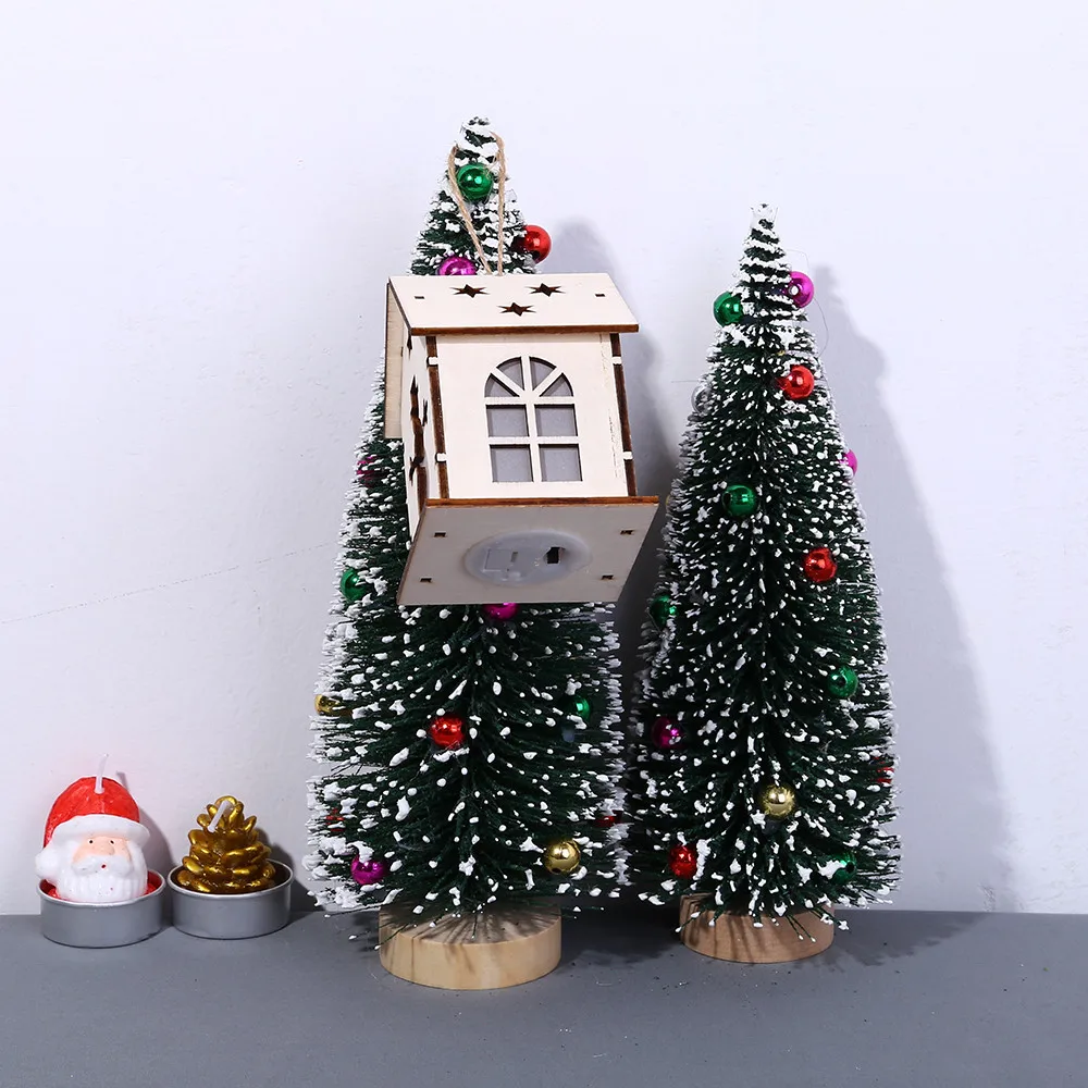Рождественские DIY деревянные подвесные украшения светодиодный светильник деревянные куклы дом Вилла рождественские украшения для рождественской елки подвесной Декор Дом